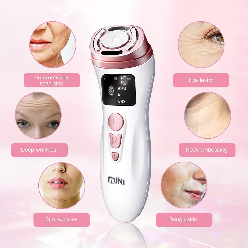 NNEOBA Mini HIFU & RF Facial Beauty Tool for Firming, Anti-Wrinkle, and Youthful Radiance
